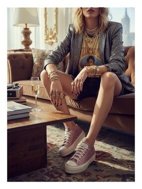 new Converse ✪ CTAS Sequin Platform Distress Low Top Ox Sneaker ✪ Pink Nectar 8M